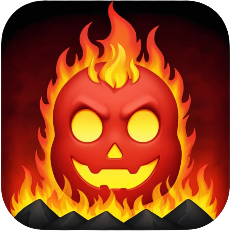 hell view with Red and black with fire, devily emoji