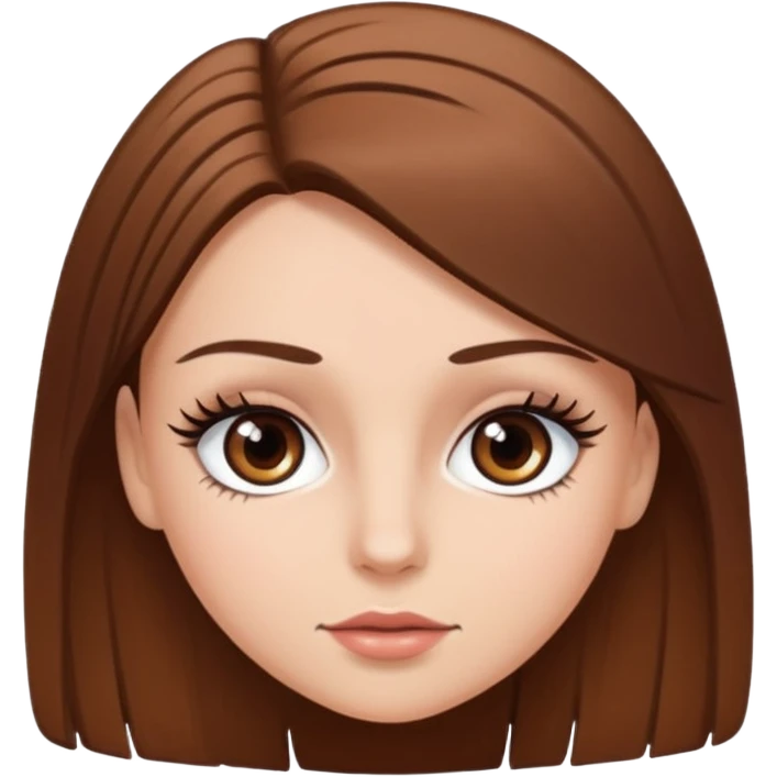 Chíca blanca pelo liso castaño con pestañas  emoji