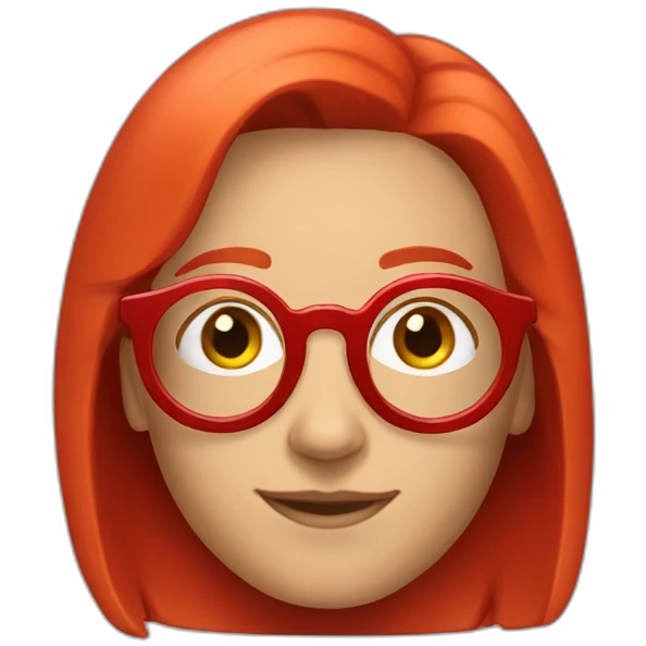 red bob round glasses emoji
