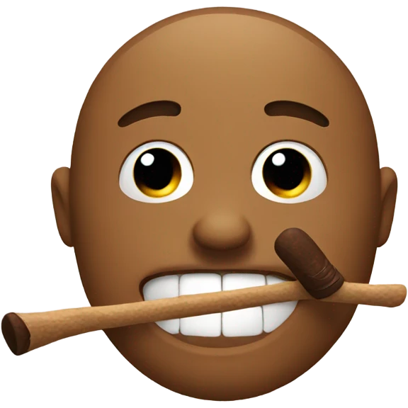 an emoji whit a brown stick in the mouth emoji
