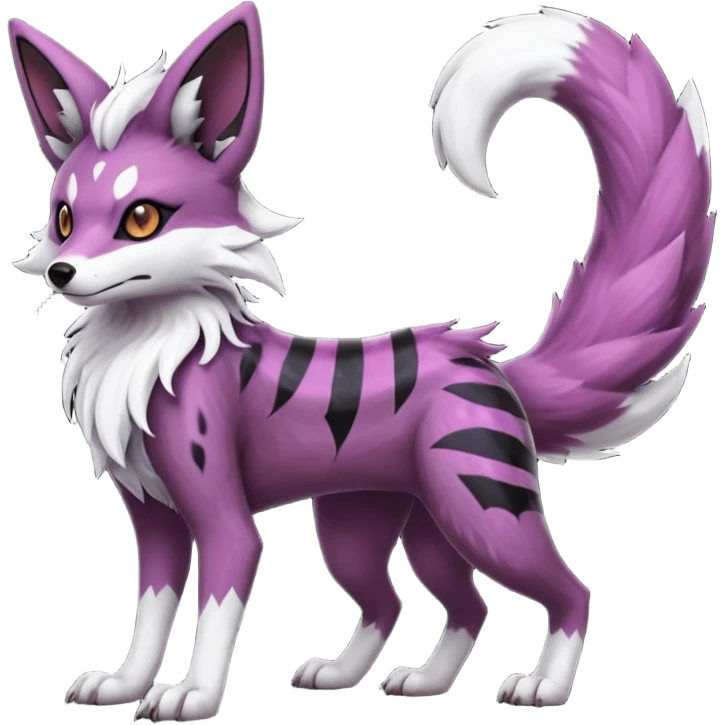  hyper-realistic cool edgy dark black purplish blackish edgy fantasy ethereal feline-vernid-sergal-monster-furret-Lycanroc-umbreon-fursona animal creature full body with intricate markings  emoji
