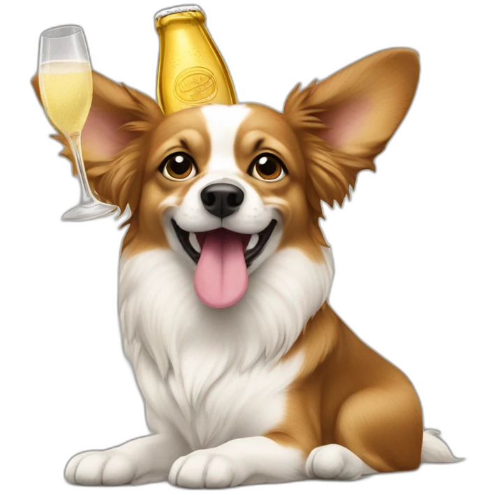 papilion dog with champain emoji