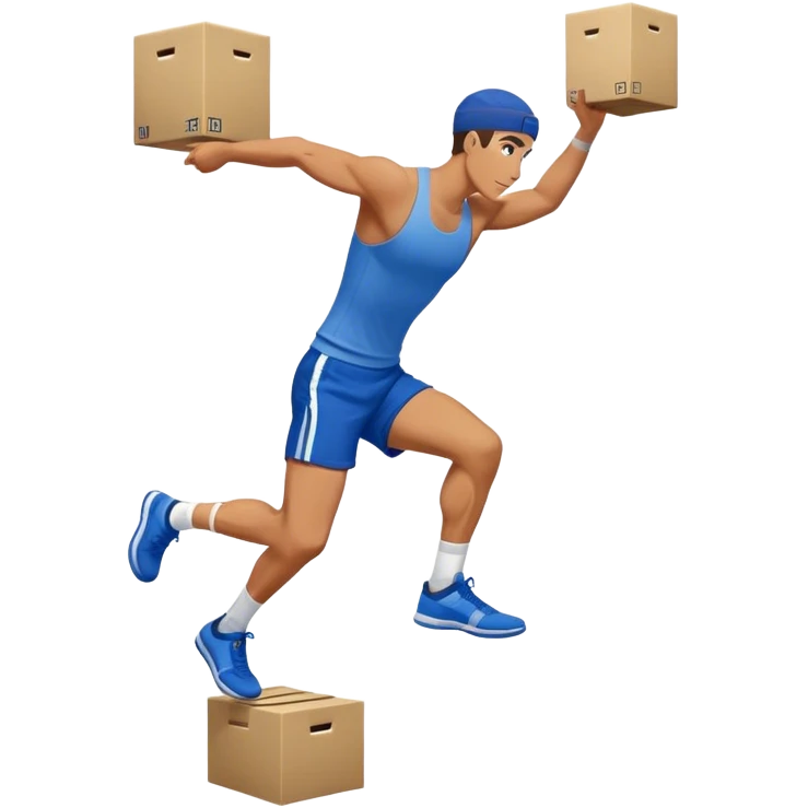 man in blue shorts box-jump exercise side-view emoji