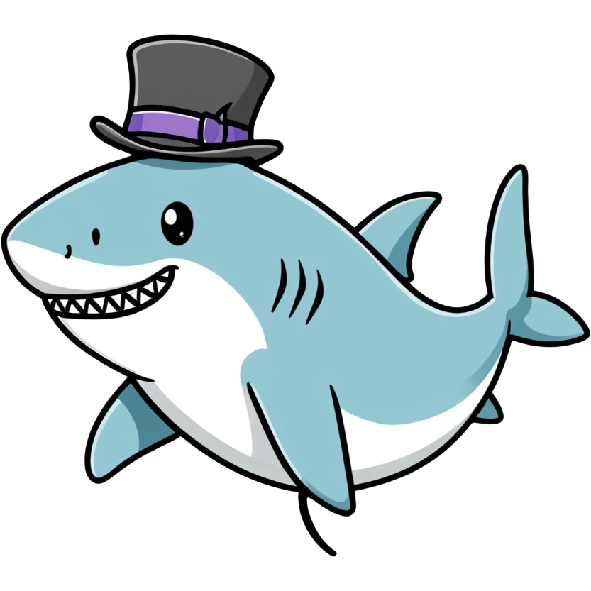 Shark with a top hat emoji