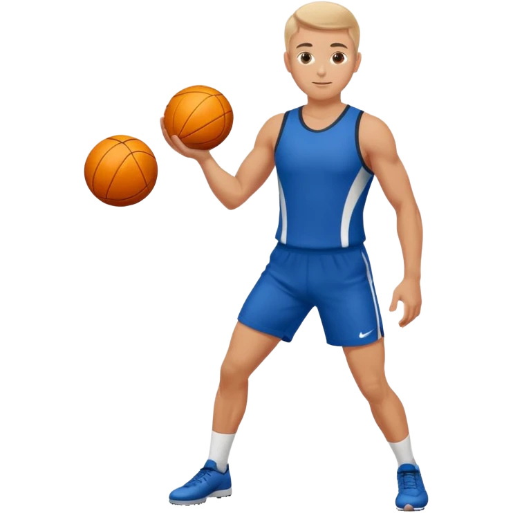 white sportsman in the playground with ball, dressed in sport suit emoji