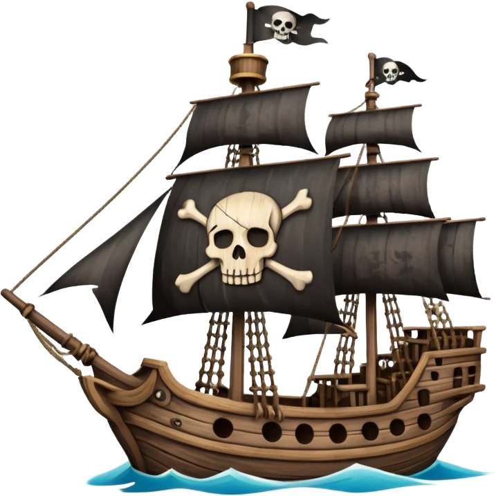 pirate ship with skull flag emoji
