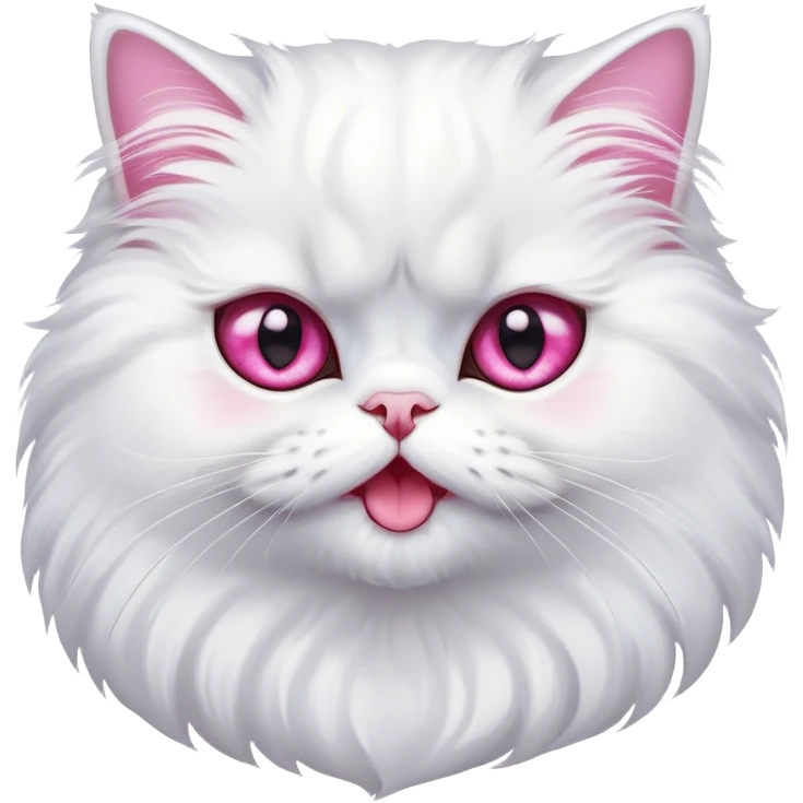 A white Persian Cat with Exaggerated Sparkling pink eyes as a sign of extreme excitement and happiness  emoji