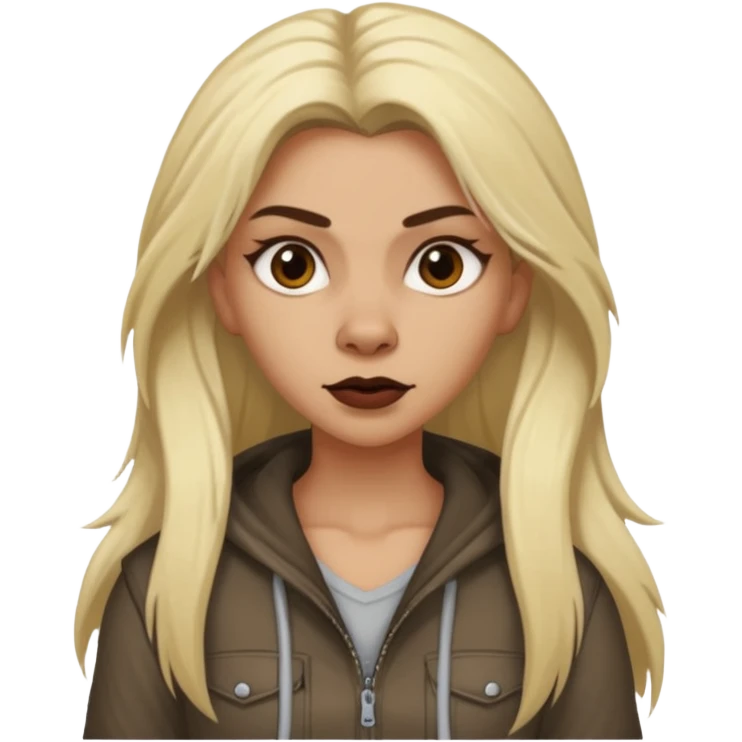 dark brown werewolf woman with long blond hair in casual outfit emoji