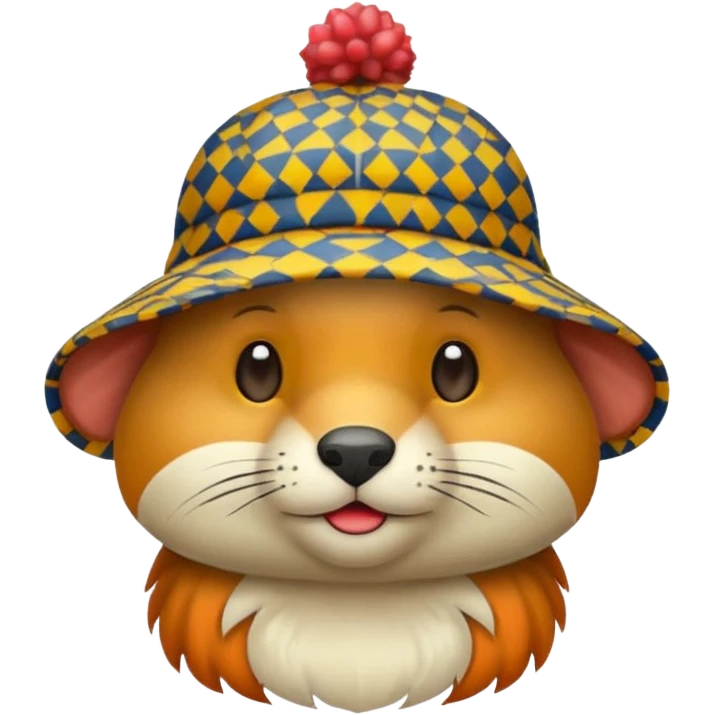 animal wearing patterned hat  emoji
