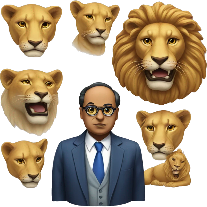 Dr Ambedkar and Lion Faces emoji