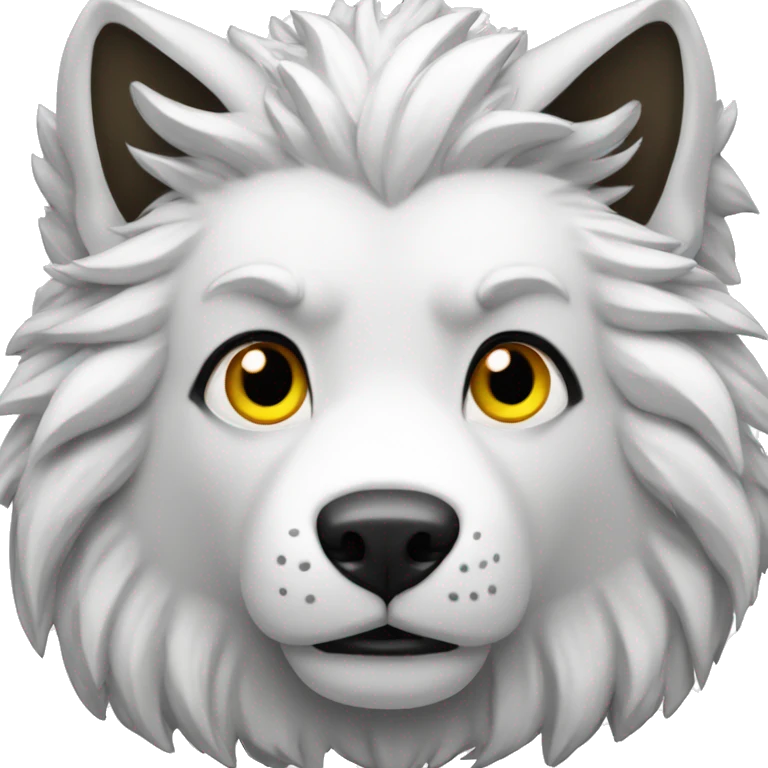 Lobo blanco con un 7 emoji
