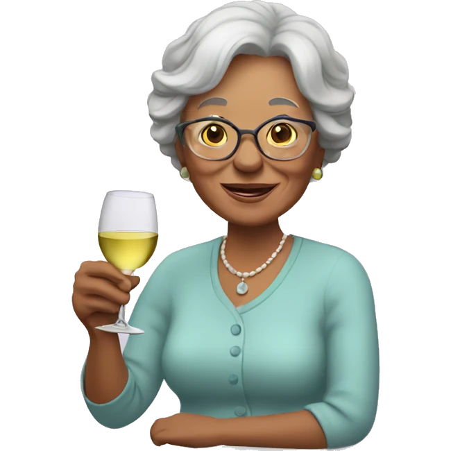 grandmother with a glass of white wine emoji