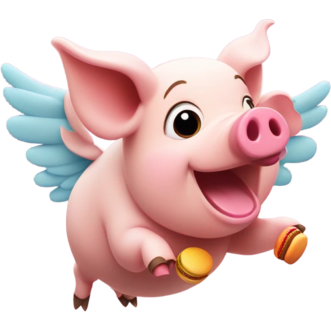 Flying pig eating macaroons  emoji