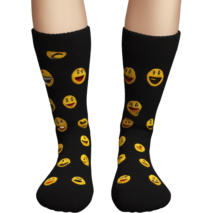 Pair  knitted socks black emoji