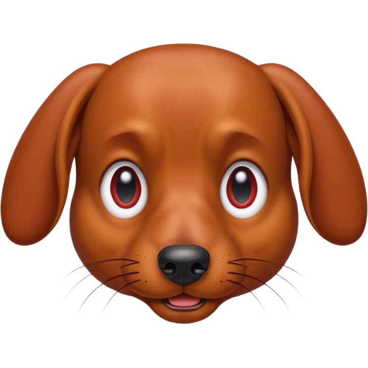 Create an angry dachshund with angry eyes and a little red face emoji