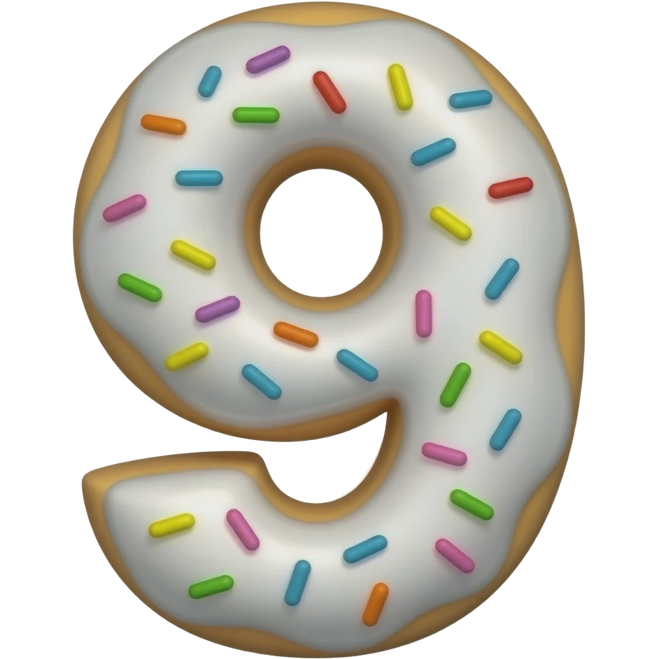 "number 9 donut style, colorful, simple background" emoji