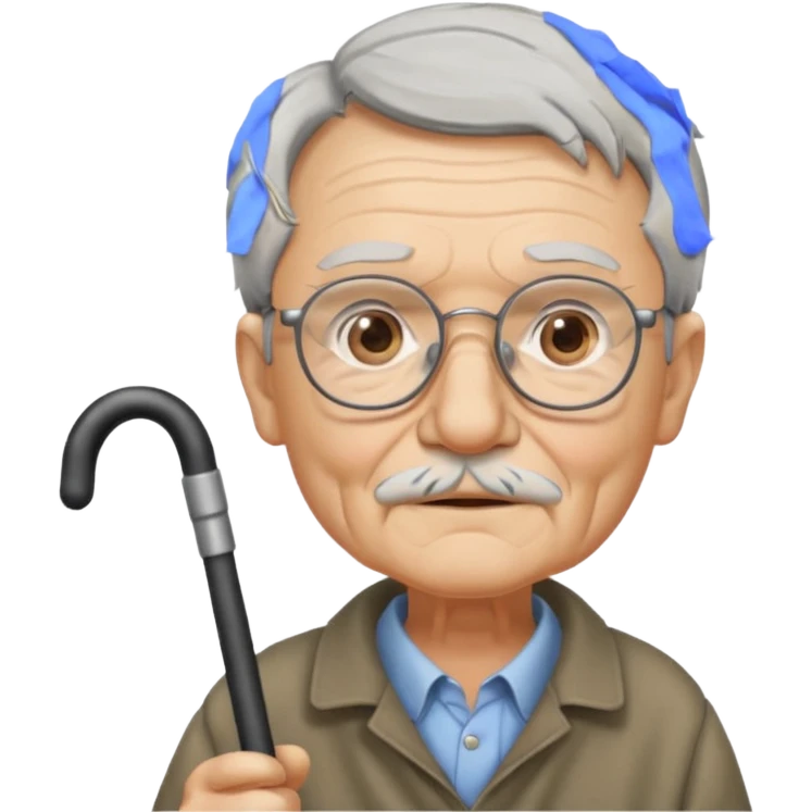oldman with walking stick emoji