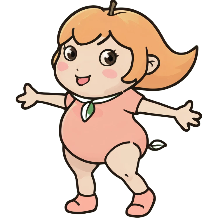 A peach with hands and legs  emoji