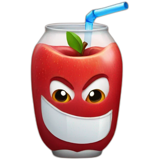 Red apple drinking a soda emoji