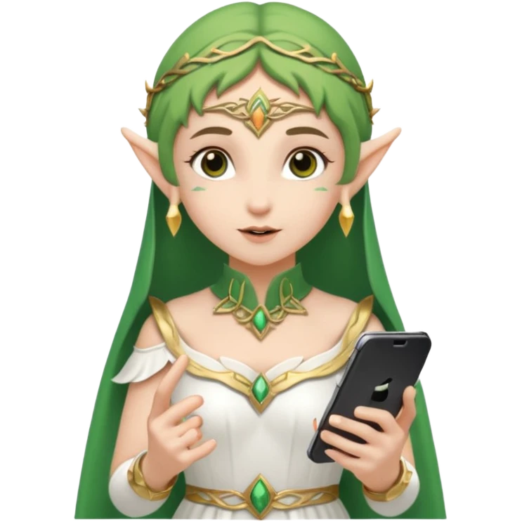 elf with greece custome dress and smartphone emoji