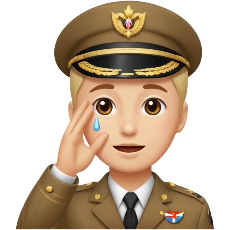 mix the cry emoji and the salute emoji emoji