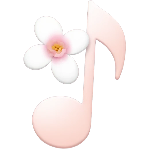 Pale pink music note with pale pink flower  emoji