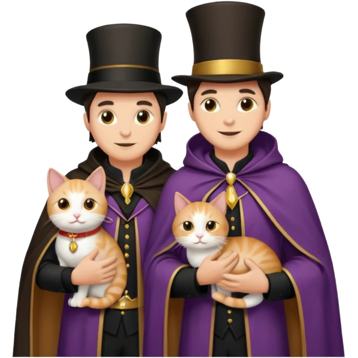 magician couple and their pet cat emoji