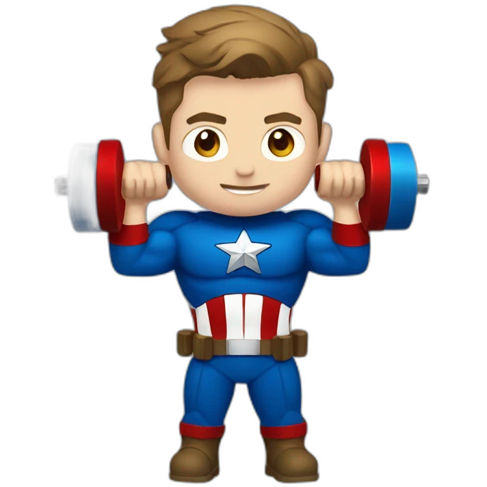 Captain America holding dumbbells  emoji