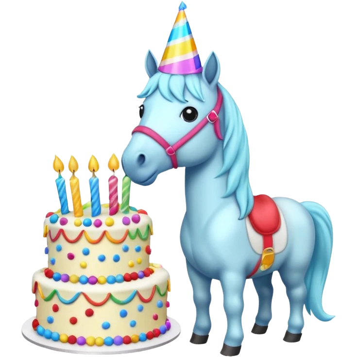 Horse with birthday cake emoji