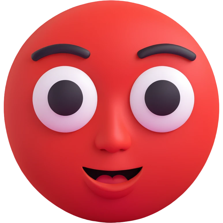 baby blue circle with jealous face, accented with red, Microsoft 3D Fluent style emoji