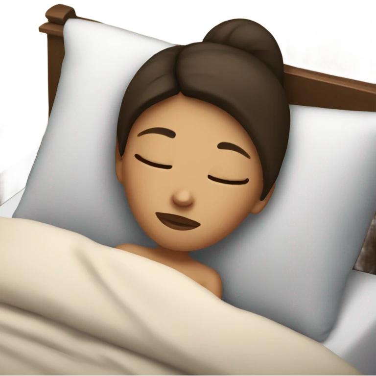 brunette girl sleep in bed emoji