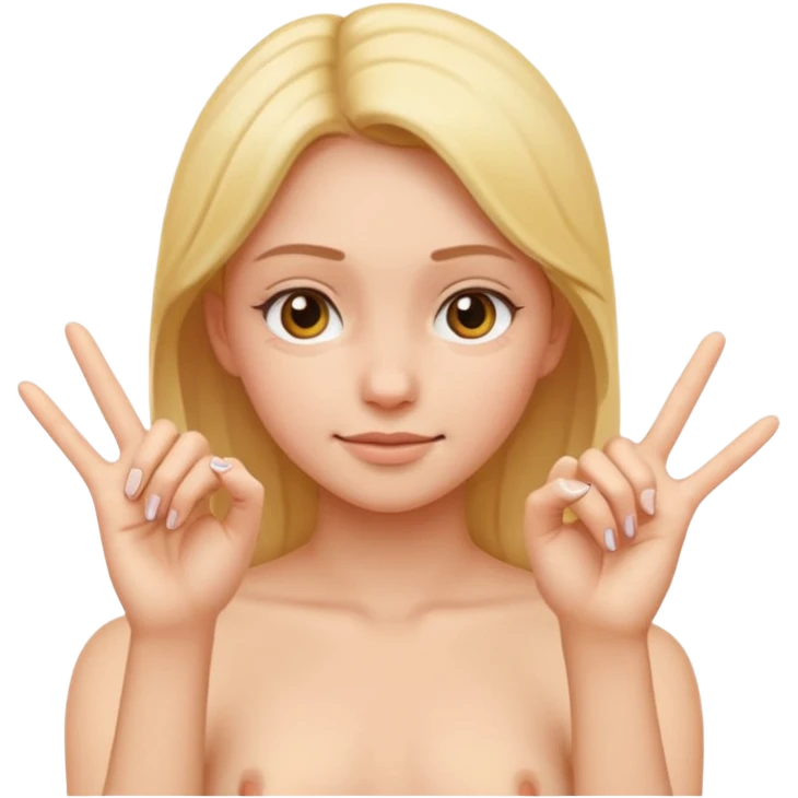 girl naked making the exact pinching-hand gesture from the emoji — fingers close together, clear and accurate hand pose emoji