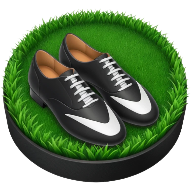 Black suit shoes circular patch of football grass emoji