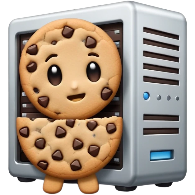 cookie hiding behind computer database server emoji