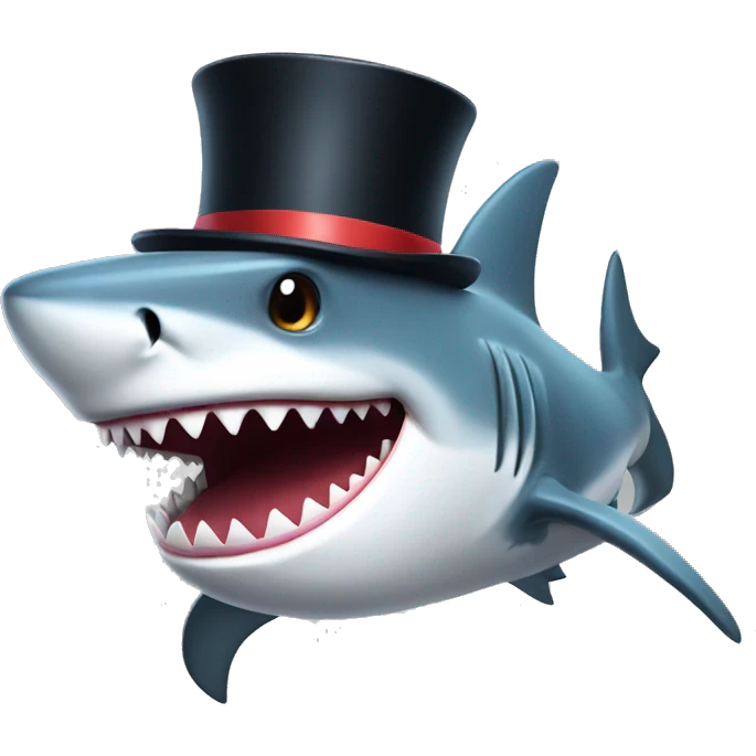 Shark with a top hat emoji