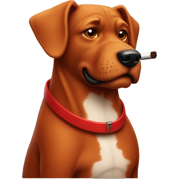 Red dog smoking cigar emoji