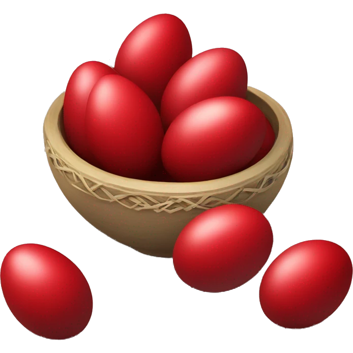 Christian Orthodox Easter red eggs in a bowl emoji