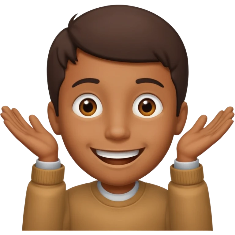 Brown boy saying “the biggest” emoji