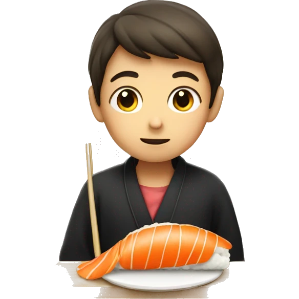 A boy eating sushi emoji