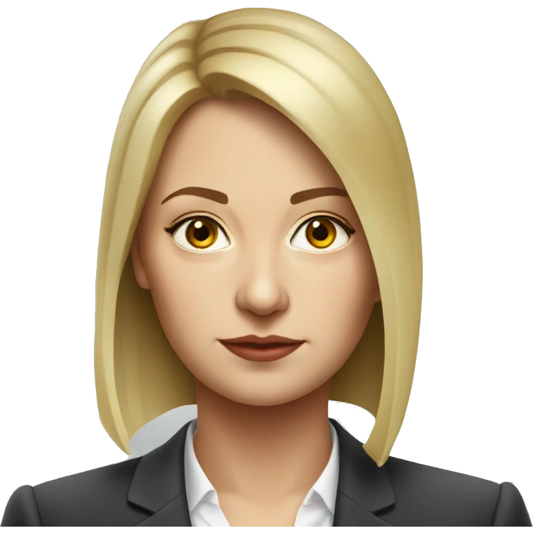 Russian woman full length in suit photorealistic serious emoji
