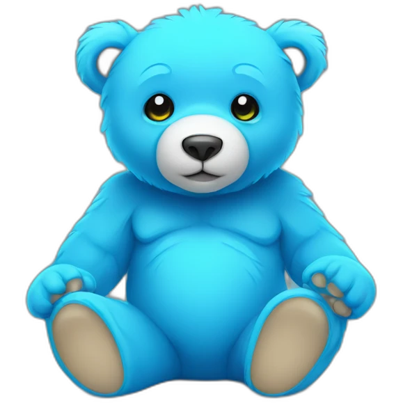 little blue neon bear sitting illustration emoji