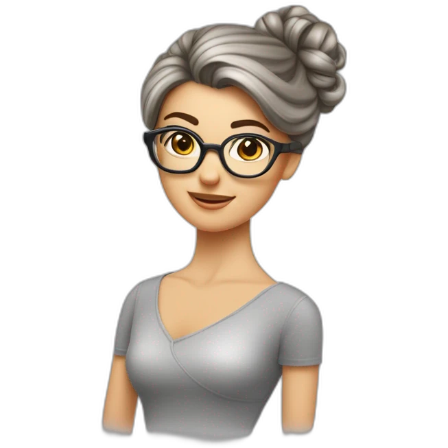 femme cheveux gris chignon danseuse lunette marron emoji