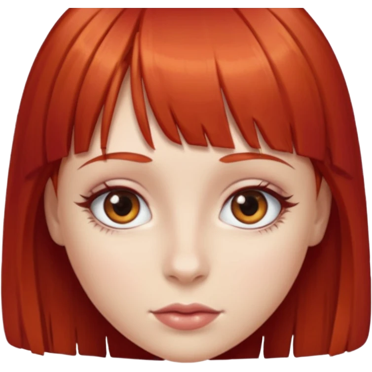 Uma menina de franja cabelos vermelhos e olhos de mel emoji