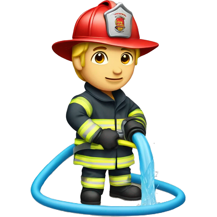 fire fighter holding water hose emoji