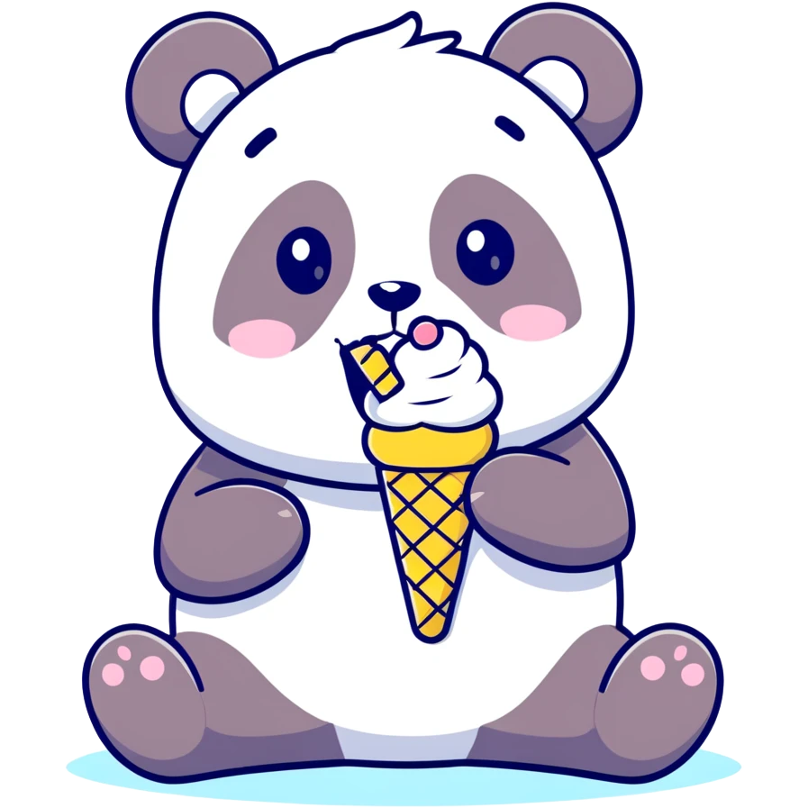 Panda eating ice cream emoji