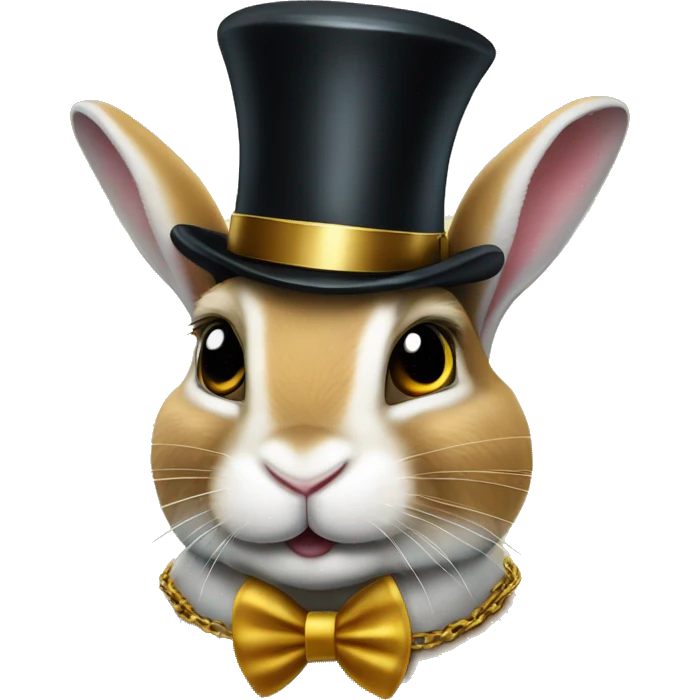 rabbit with a top hat and monocle with golden chain emoji
