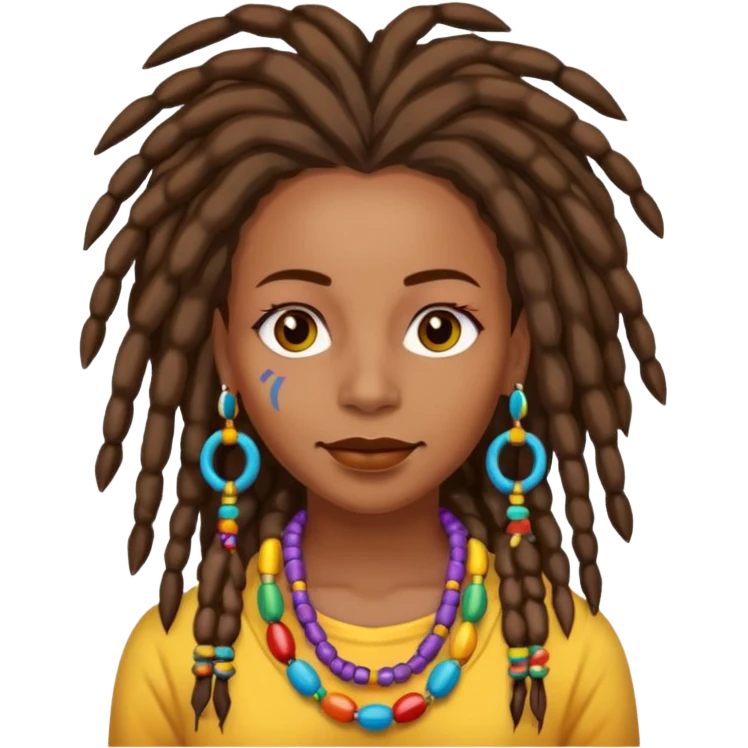 Woman with colorful beads in dreadlocks emoji