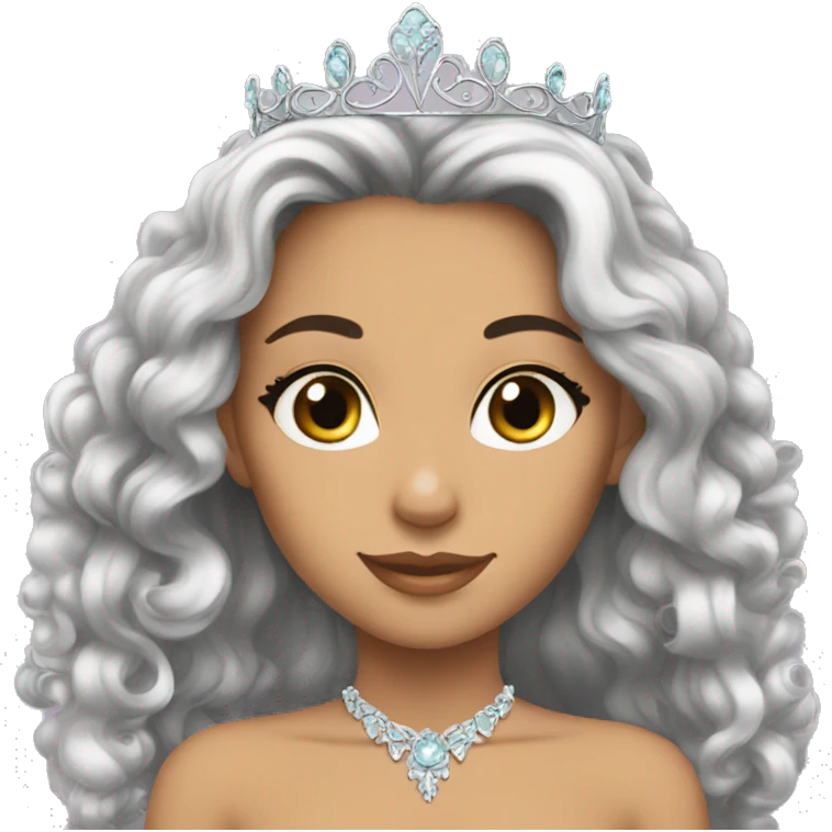 Latina princess tiara long hair black emoji