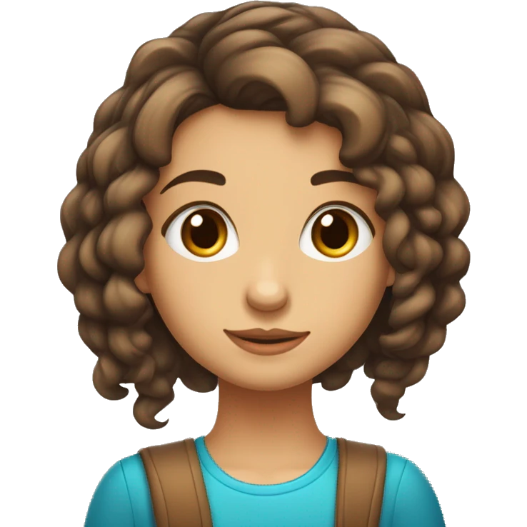 Menina cabelo castanho longo e meio curto com olhos azuis Cartoon  emoji