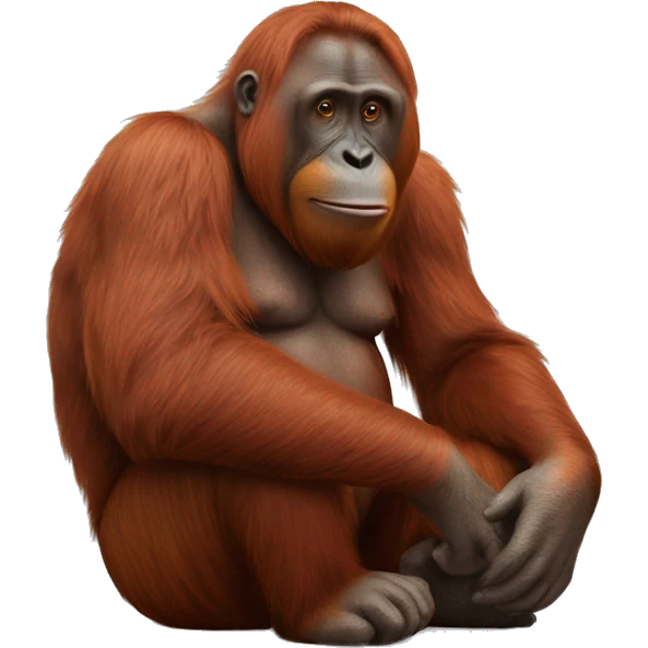 Male orangutan sitting down looking chunky  emoji